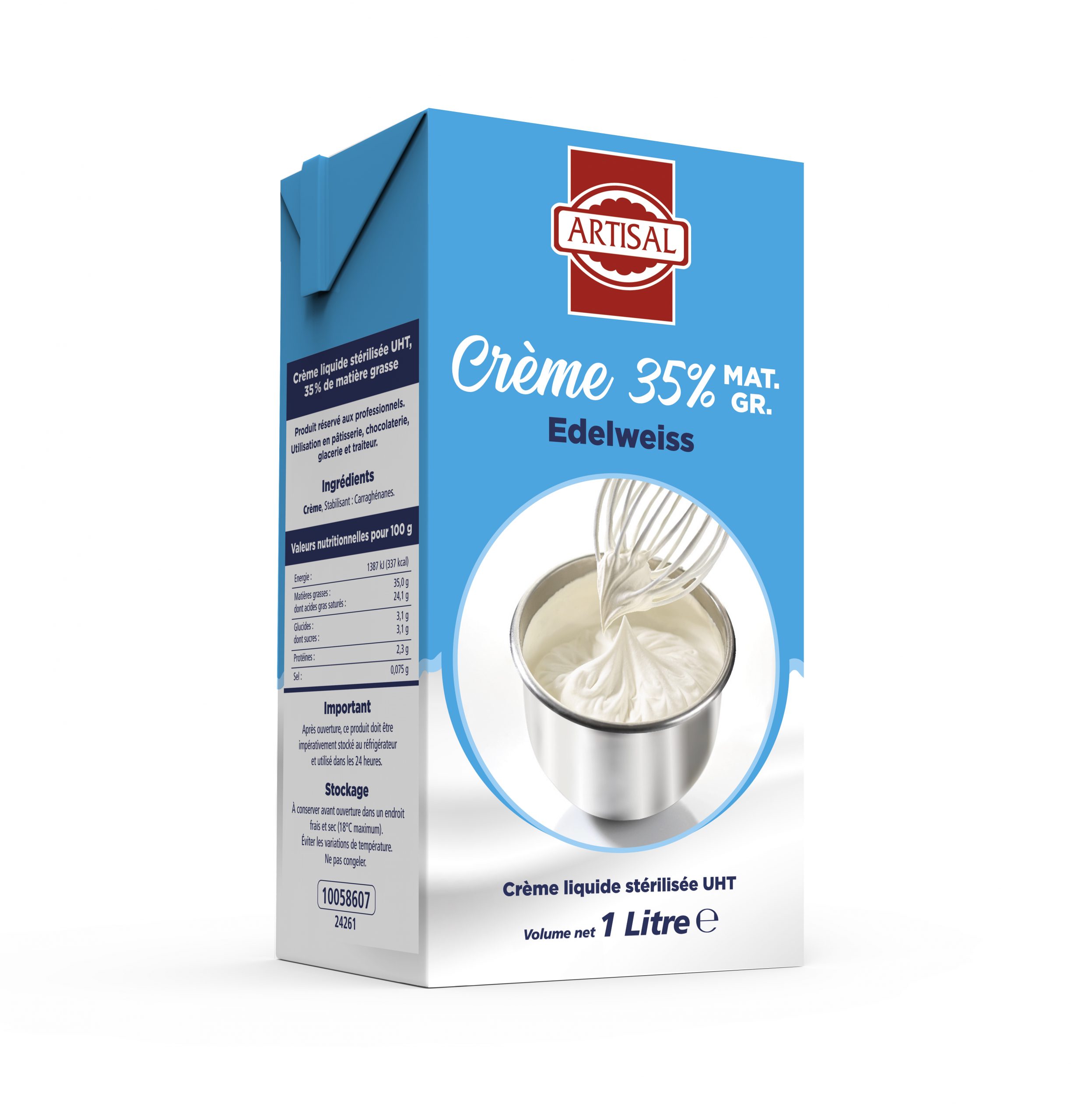 Crème 35 % Edelweiss matière grasse Artisal - Boulangerie Bakery